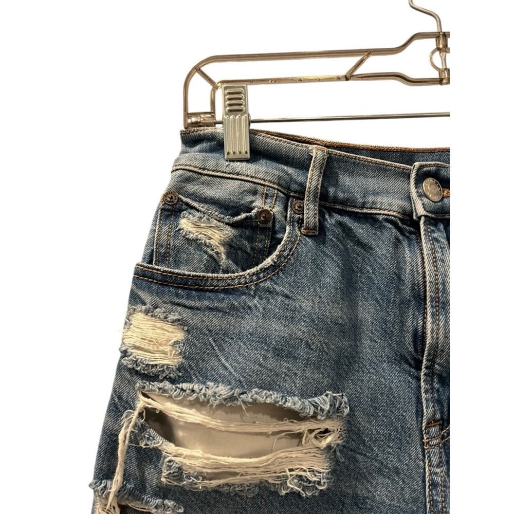 American Eagle Size 4 Highest Rise 90's Boyfriend Denim Jean Shorts Distressed - Picture 4 of 9